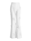 Trend Two-Piece 2025 New Suit Jacket + High-Waisted Micro-Screpe Trousers Three-Dimensional Flower Suit