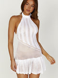 Beach Shirt Sexy Knitted Knitless Sleeveless Neck-Cutter Swimsuit Dress