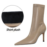 Shoes Pu Leather Boots Women Ankle Boots Sexy High-heel Boots Autumn Winter Shoes Short Boots Plus Size 43 Women