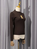 High-End Blouse In Autumn 2025 New Temperament Collar Metal Decorative Long-Sleeved Knitted Shirt