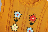 Flowers Embroidery Yellow VestOutfit