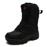 Combat Boots Men's Large-Size Outdoor Plus Velvet Warm Snow Boots Men's High-Top Cotton Shoes Couple Climbing
