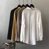 Casual Loose Satin Silk Blouses Women 2023 Autumn Casual Office Long Sleeve Shirt Fashion Turn-down Collar Women Tops