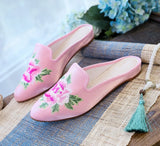 Zingj Tip Fashion Collocation Cheongsam Peony Embroidered Cloth Slippers Women Shoes Cloth