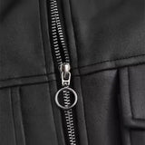 Zingj New Women's Fashion Imitation Leather Pilot Loose Jacket Jacket