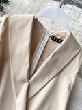 Notched Collar Draped Rompers For Women Casual Sleeveless High Waist Wide Leg Playsuits Female Beige/Green Jumpsuit