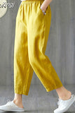 Pants Women Summer Harem Cotton Linen Solid 5-color Womens Trousers Elegant Thin Loose All-match Leisure Simple Chic