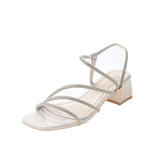 Zingj New Women's Fashion Sandals Summer Fairy Wind With Thick Heel Fashion Diamond Word Buckle Women's