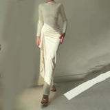 2025 New Women's Fashion Sexy Slim Slim Open Fork Dress