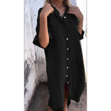 New Spring And Summer Loose Leisure Sleeve Cotton Shirt Dress