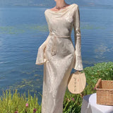 High-End Spring-Style Women's French Retro Court Style Dress In The Long-Tailed