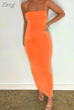 Women Sexy Long Dress Bodycon Open Back Tie Up Solid Color Halter Neck Sleeveless Summer Clubwear Beach