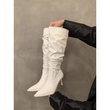 Tips Piles Of Long Boots Women's Shoes 2025 New Autumn And Winter High-Tight Thin Thin And Retro