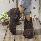 And Winter 2025 New Low-And-Tenced Martin Boots Women's Round Head Size 43 Embroidered Women's Short Boots V Side And Bare