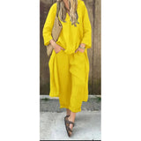 Spring And Autumn Cotton Tamply Size Women's Loose Casual V-Neck Long-Sleeved Trousers Two-Set
