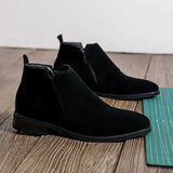 2025 New Youth Pointed Head Big Head Help Low Tube Anti-Villy Skin Thick Bottom Fashion Men's Martin Boots