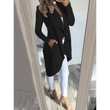 Big-Size Wish Ebay Fashion Pure Color Collar Repair Long Wind Coat