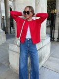 Women's Y2K2025 Autumn New Solid-Colored Cardigan Long-Sleeved Knitted Sweater Coat Women