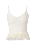 Temperament Sexy Blouse 2025 Autumn/Winter New V-Neck Splicing Knitted Feathers Slimming Sling Vest Female