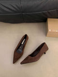 Small Thin Velvet Single Shoes Women's Shoes 2025 Autumn And Winter New Temperament With French Pointed High-Heeled