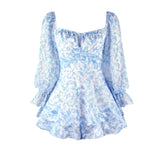 Floral Sexy Backless Square Collar Long