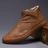 New Men's Shoes Plus Velvet Warm Leather Shoes High-Top Casual Shoes Korean Version Of The Trend Of Pedal Shoes High-Top