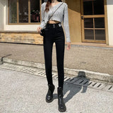 Zingj High-Waisted Jeans Women's Fall 2024 New Versatile Slim Slim Tight Pants-Outfit
