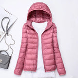 Autumn Winter New Super Light Female Light Hooded Down Jacket Light Female Slim To Add Large Size Light Coat Tide-Outfit