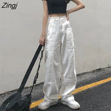 Leg Jeans Women White Newest Casual New Spring Autumn Chic Korean Style Streetwear Loose Students High Waist Female