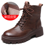 Leather Soft Bottom With Martin Boots Autumn And Winter New Short-Skin Women British Style Single Boots Work Fit Thick