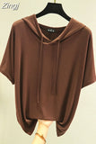 T-shirts Women Hooded Fashion Loose Casual All-match Korean Style Solid Simple Y2k Aesthetic Футболка Женский Cozy Chic