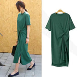 Zingj T-Shirt Women Summer 2024 New Korean Version Of Plus-Size Women's Loose Show Thin Over The Knee Long T-Shirt Skirt