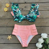 Bikini2025 New Lotus Edge Bikini Split Swimsuit Sexy High