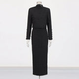 2025 Summer New Nail Design Two-Piece Half-High Collar Short Top High-Waisted Hip Dress Suit