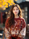 Retro-Red Age-Red Red Sweater In Autumn And Winter 2025 Women Loose Outer Wear Cover-Up Knitted