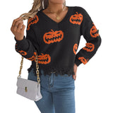 Shooting Autumn And Winter Halloween Bumpy Pumpkin Cut Long-Sleeved Jacket Sweater Women's