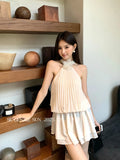 Xixi 13 Lines 2025 Summer New Korean Version Of The Temperament Chiffon Shirt Sleeveless Top Lady