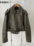 Spring Autumn Cool Short Loose Pu Leather Biker Jacket Women Zipper Blet Retro Female European Fashion Streetwear