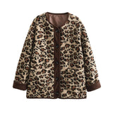 Women's Autumn And Winter Leopard Print Casual Loose Long-Sleeved Coat Women