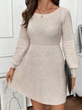 Autumn And Winter Knitted Women's Clothing Loose High-Waisted A-Dress Round Collar Collar Sweater