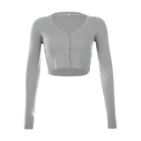 2025 Spring New Women's Sexy Pure Color V-Neck Knitted Top T-Shirt