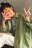 Women Spring Long Sleeve Plaid Loose 2XL Students All-match Street Wear Korean Style Leisure Blouses Womens Tops Chic
