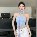 Hottie Style High-End Three-Dimensional Flower Around The Neck Elastic Strong Thin Bra Vest Woman Without Shoulder Strap Wrapped Thighs