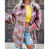 Zingj Years Of Fashion Wind Autumn And Winter Woolen Print Casual Fashion Lapel Long Sleeve Coat