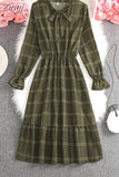Women Shirt Dress Casual Spring Autumn Vintage Floral Print Bow Long Sleeve Elegant Office A-line Midi Dress