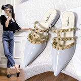 Heels 2025 Summer New Slippers Wearing Coarse Heel Low Heels Small Heel Half-Bag Pointed Cool Slippers