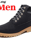 Men Boots PU Outdoor Snow Ankle Boots Male Lace Up Anti-slip Booties British Sneakers Plus Size 46 Zapatos De