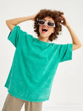 Spring And Summer New Solid Color T-Shirt Women's Water Wash To Make Old Batik Coat Hot Cotton Short