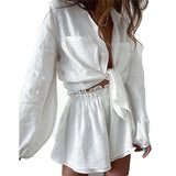 Women's Casual Fashion Sleek Sleeker Shorts Shirt Set In Summer