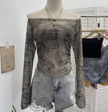 Shooting Two Sets Of Sexy Shoulder Single-Layer Thin Mesh Yarn Short T-Shirt + Inner Brat With Chest Pads To Wipe The Chest Vest
